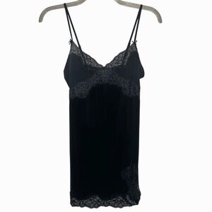 Victoria’s Secret Mini Slip Dress Black Silky Lacy Size Medium